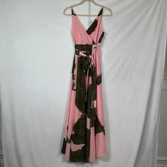 Anthropologie HUTCH Leah Pink and Green Printed Wrap Maxi Dress XXS EUC - Picture 5 of 14